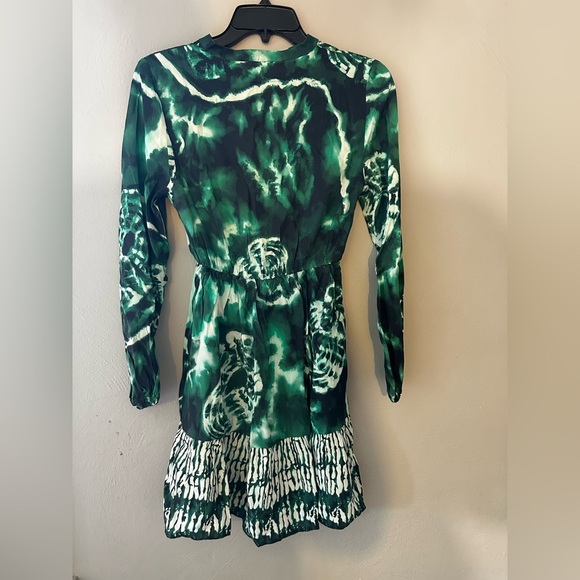 Garrie B Long Sleeve Mixed Print Emerald Green Mini Dress Size XS NWT - Picture 4 of 4